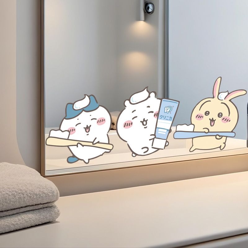 Home Center Bathroom Accessories - สติกเกอร์กระจกชิคาวะแบบร้อน ติดแน่น ลายคมชัด กันน้ำ ลอกออกได้ ตกแต่งกระจกห้องน้ำ