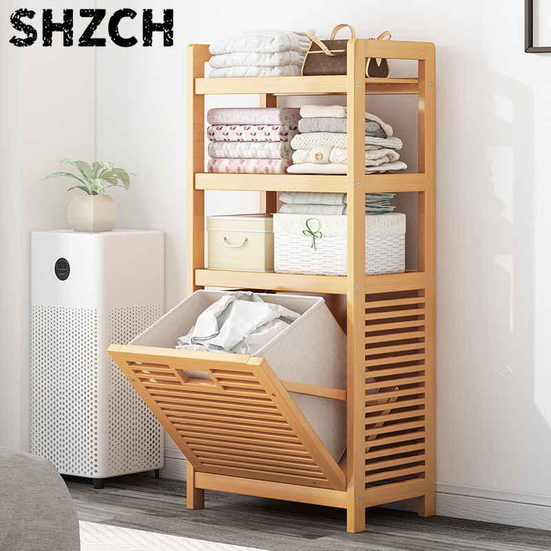 Home Bathroom Ventilation - ตะกร้าผ้าหลายชั้นทำจากไม้ไผ่ ดีไซน์ระบายอากาศได้ดี ใช้จัดเก็บของในห้องน้ำและบ้านได้กว้างขวาง ชั้นวางแบบตั้งพื้นทำจากไม้ไผ่ธรรมชาติ