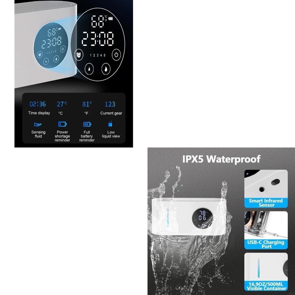 Home Bathroom Wall Soap Dispenser - J6PE Motion เครื่องจ่ายสบู่อัตโนมัติแบบชาร์จ USB แบบไร้สัมผัสสำหรับห้องครัวห้องน้ำและอุตสาหกรรมการบริการ