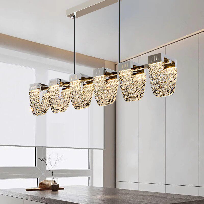Home Bathroom Lighting Design - โคมไฟระย้าคริสตัล K9 สไตล์โพสต์โมเดิร์นสุดหรู พร้อมไฟ LED สำหรับตกแต่งร้านอาหาร