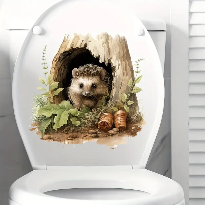 Home Bathroom Door Design - Little Hedgehog Hole Decal,รูปลอกถังส้วม,บ้านห้องน้ําตกแต่งสติ๊กเกอร์ติดผนัง,สติกเกอร์ประตู,การออกแบบที่น่าสนใจDecal