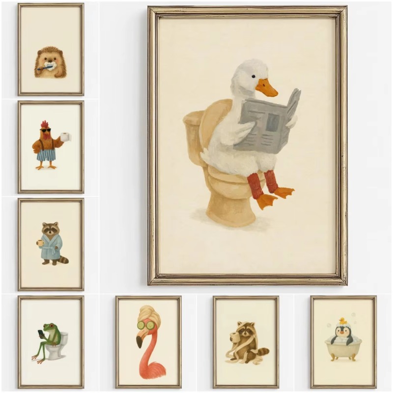 โปสเตอร์ติดผนังลายสัตว์น่ารัก  - Home Bathroom Pictures บทวิจารณ์และราคา