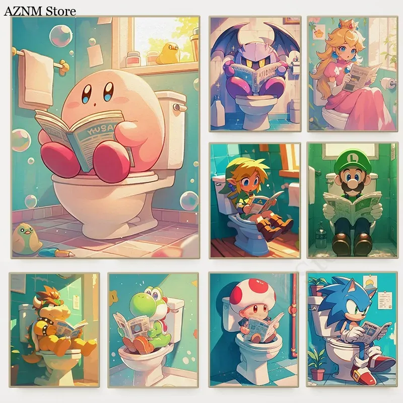 โปสเตอร์วิดีโอเกมการ์ตูนห้องน้ - Home Bathroom Pictures บทวิจารณ์และราคา