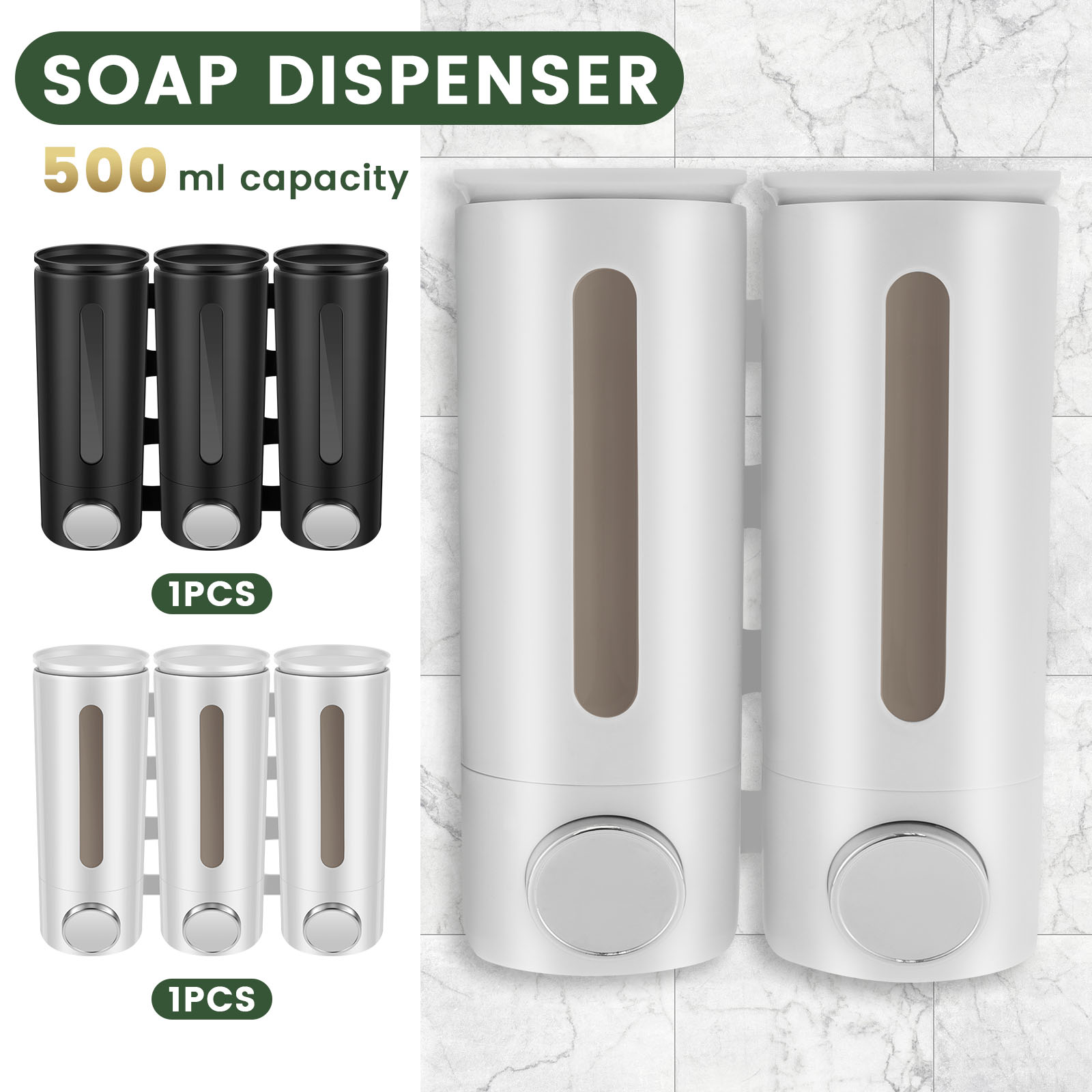 1.5L 3 หัวเครื่องจ่ายสบู่เหลวต - Home Bathroom Wall Soap Dispenser บทวิจารณ์และราคา
