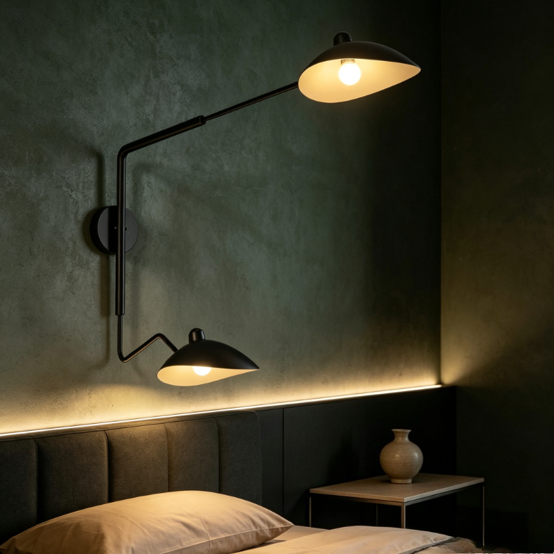 โคมไฟติดผนัง LED สีดำแบบแขนยาว - Home Bathroom Lighting Design บทวิจารณ์และราคา