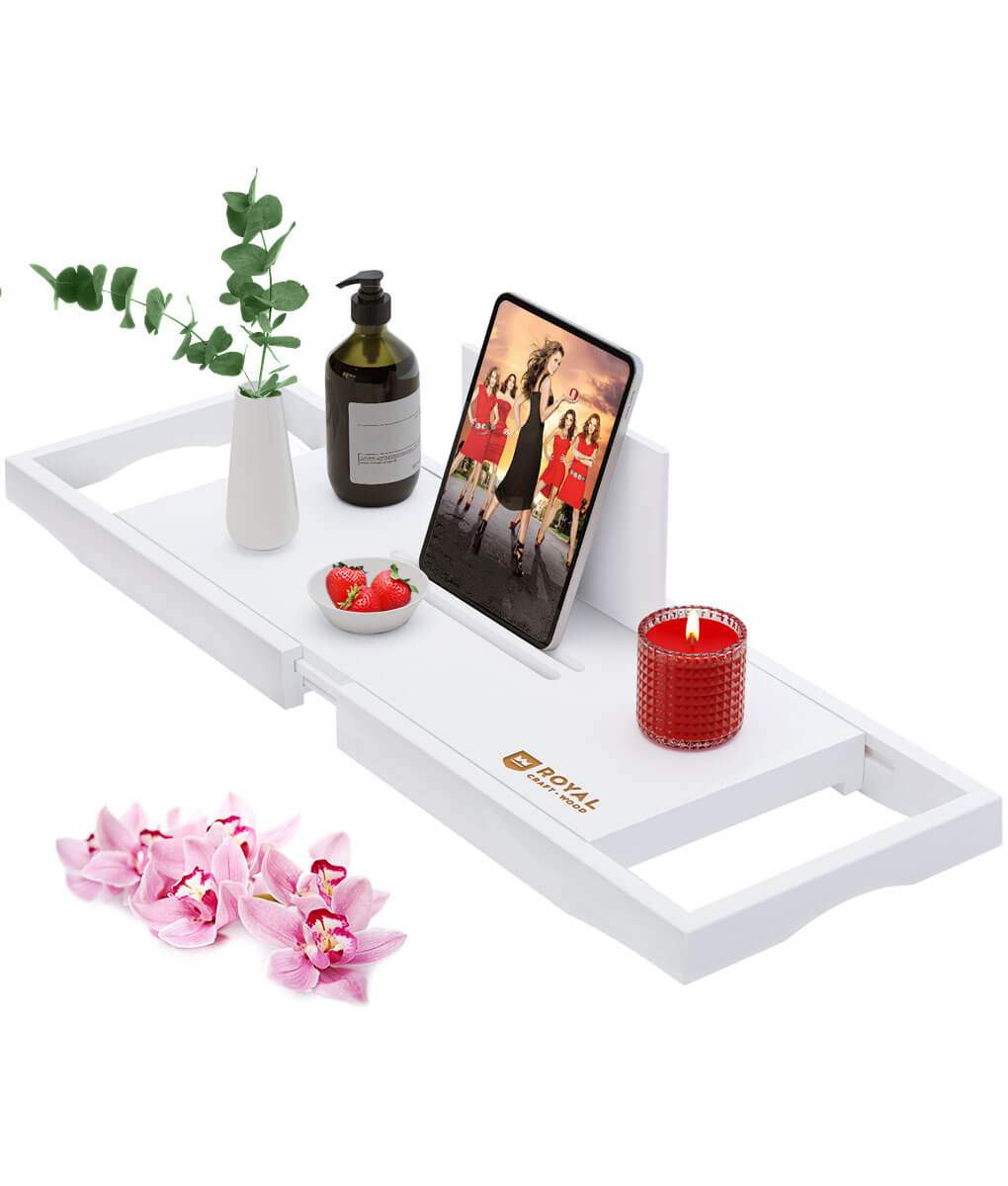 ถาดวางอ่างอาบน้ำไม้ไผ่แบบขยายไ - Bath Caddy Tray บทวิจารณ์และราคา